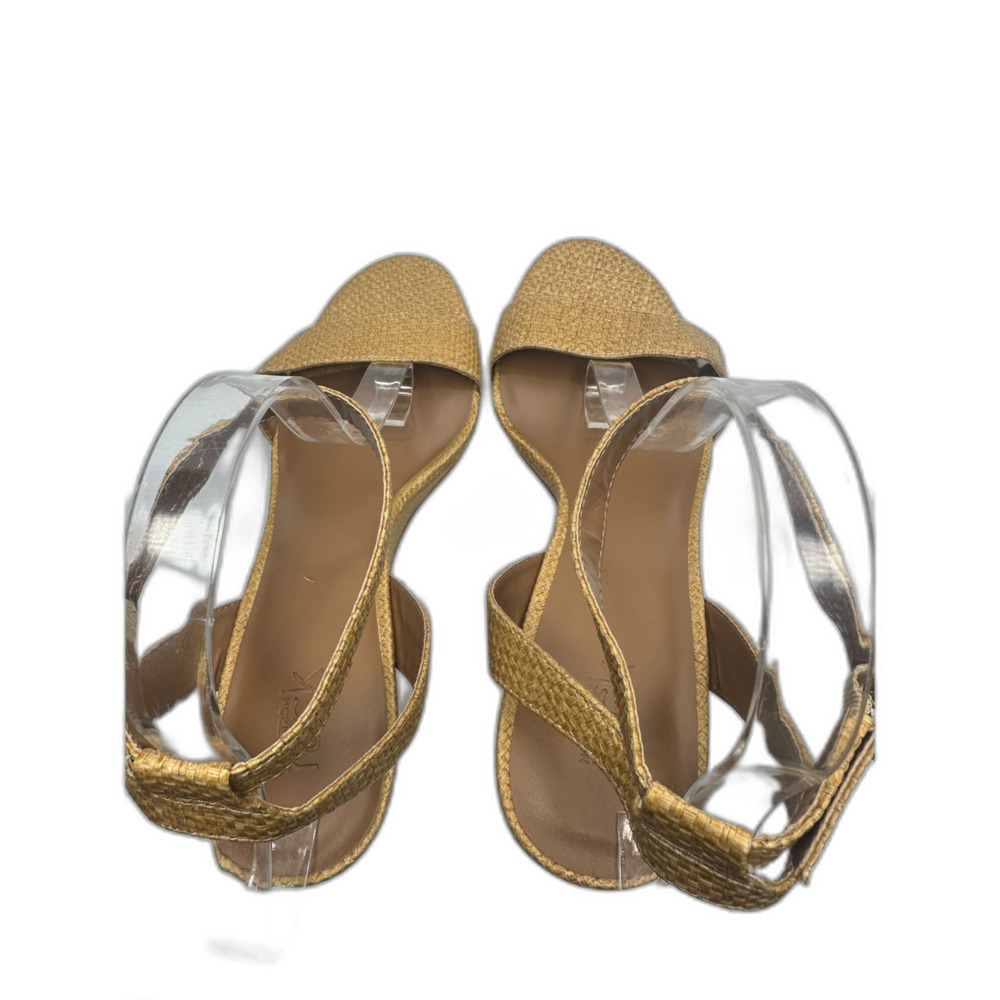 Nordstrom Rack Wedge Sandal 10 Ankle Strap Minimalist Tan Nude Beige Carrie - Picture 6 of 10